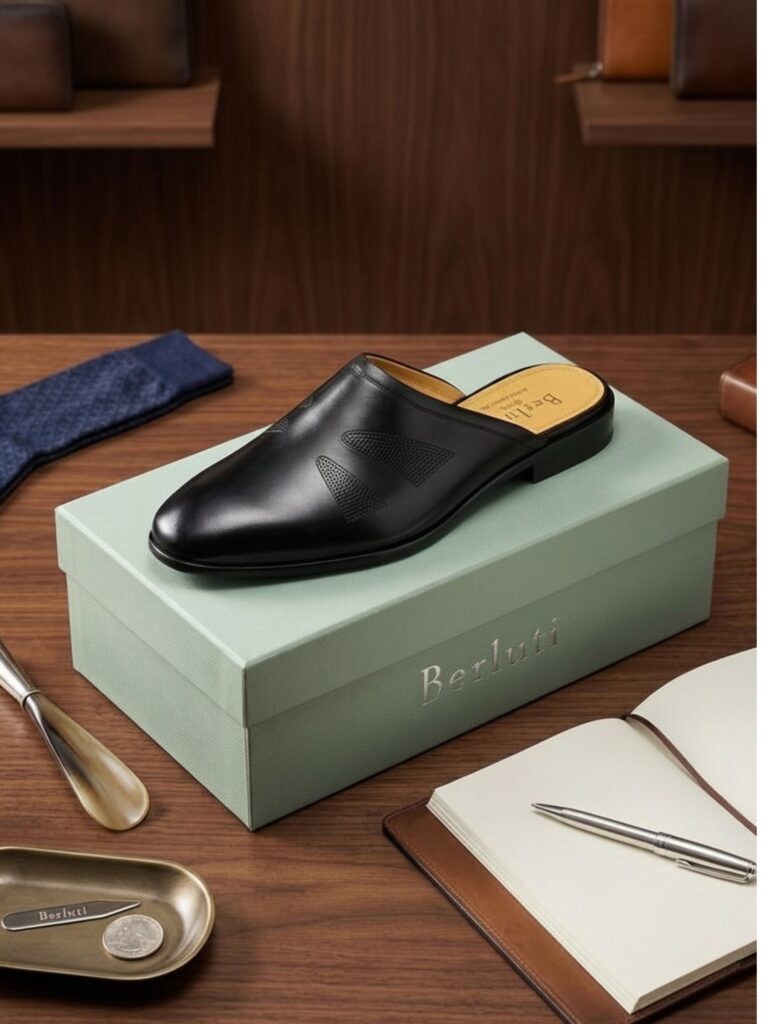 Sandales Homme en Cuir Noir – Style Mule Élégante Premium