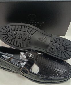 Chaussure Homme Noire Luxe à Boucle – Mocassin Ajouré Premium Style Italien