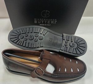 Chaussure homme marron à boucle – Sandale cuir élégante style italien premium