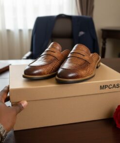 TOM FORD – Mule Homme Croco Luxe Premium Marron