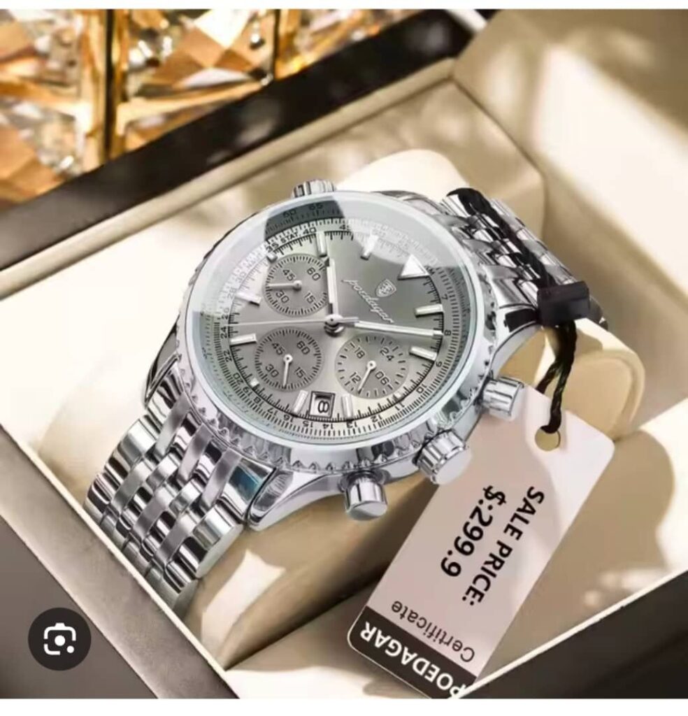 ⌚ MONTRE HOMME CHRONOGRAPHE SILVER — ÉDITION LUXE PREMIUM