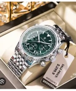 ⌚ MONTRE HOMME CHRONOGRAPHE GREEN SILVER — ÉDITION PREMIUM LUXE