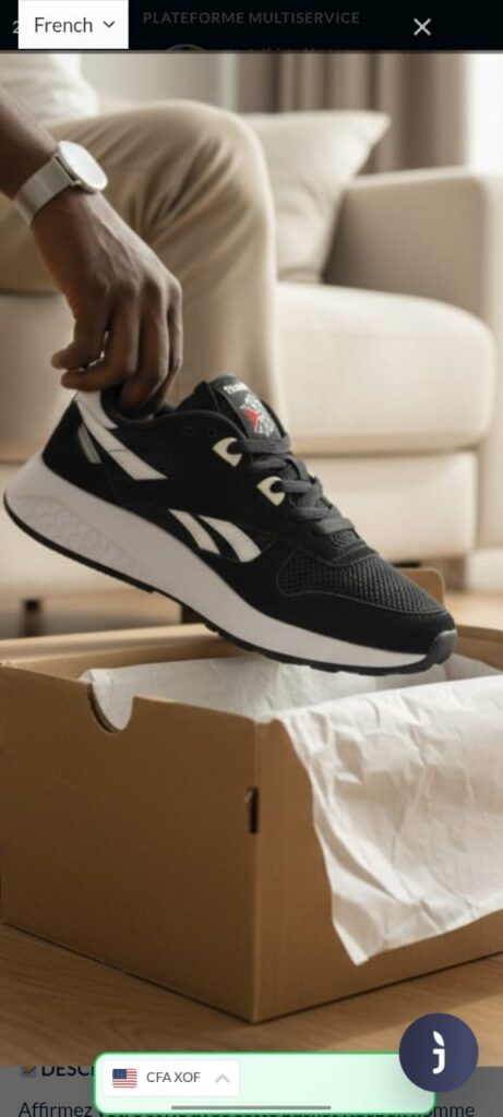 👟 REEBOK HOMME SPORT — ÉDITION BLACK WHITE PREMIUM