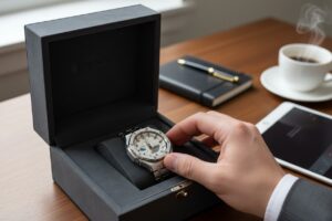 ⌚ MONTRE HOMME CHRONOGRAPHE PREMIUM – ÉDITION ARGENT LUXE