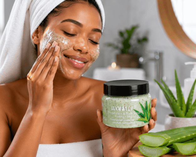 Wokali Sherbet Face & Body Scrub Aloe Vera – Gommage Exfoliant Visage & Corps