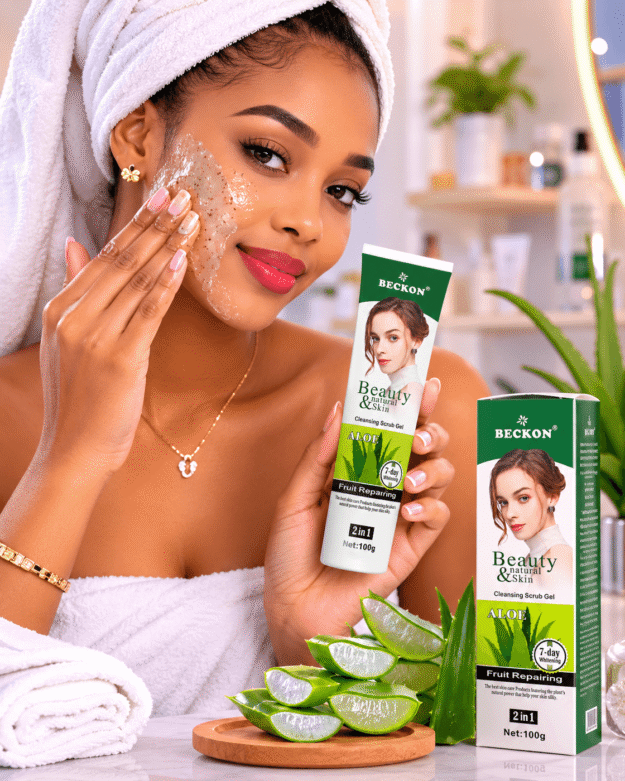 BECKON Beauty Natural Skin Cleansing Scrub Gel Aloe Vera 2 en 1 – 100 g
