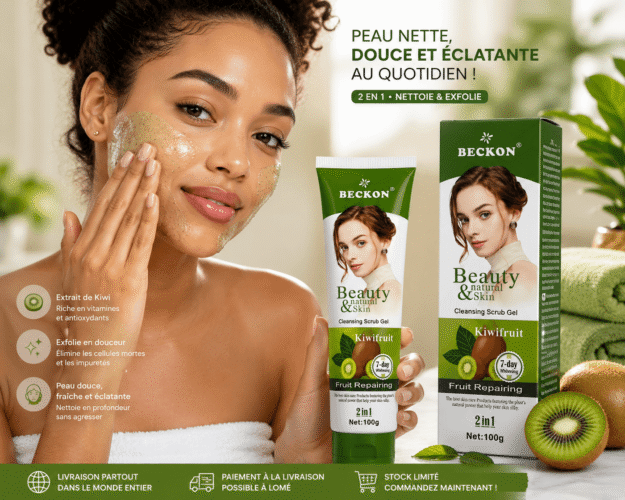 BECKON Beauty Natural Skin Cleansing Scrub Gel Kiwi – 2 en 1 – 100 g