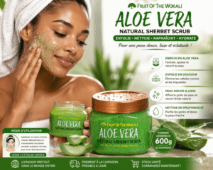 Wokali Aloe Vera Natural Sherbet Scrub – Gommage Naturel Exfoliant Visage & Corps – 600 g