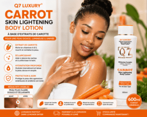 Q7 Luxury Carrot Skin Lightening Body Lotion – Lait Corporel à l'Extrait de Carotte – 500 ml
