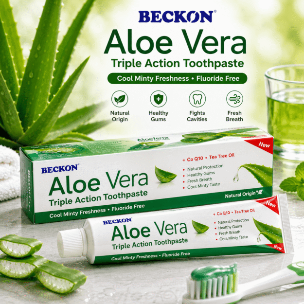 BECKON Aloe Vera Triple Action Toothpaste – Dentifrice à l'Aloe Vera