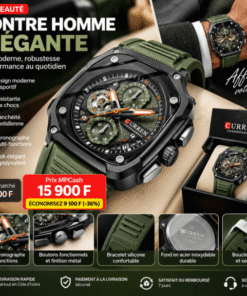 Montre Homme CURREN Chronographe – Design Sport Élégant, Bracelet Silicone Vert
